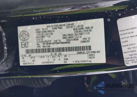 2019 Ford F-150 Xlt from USA, damaged, VIN 1FTEW1EP9KFB69692